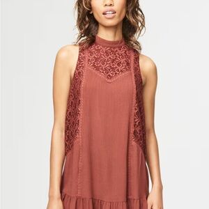 Aeropostale - Solid High-Neck Ruffle Shift Dress